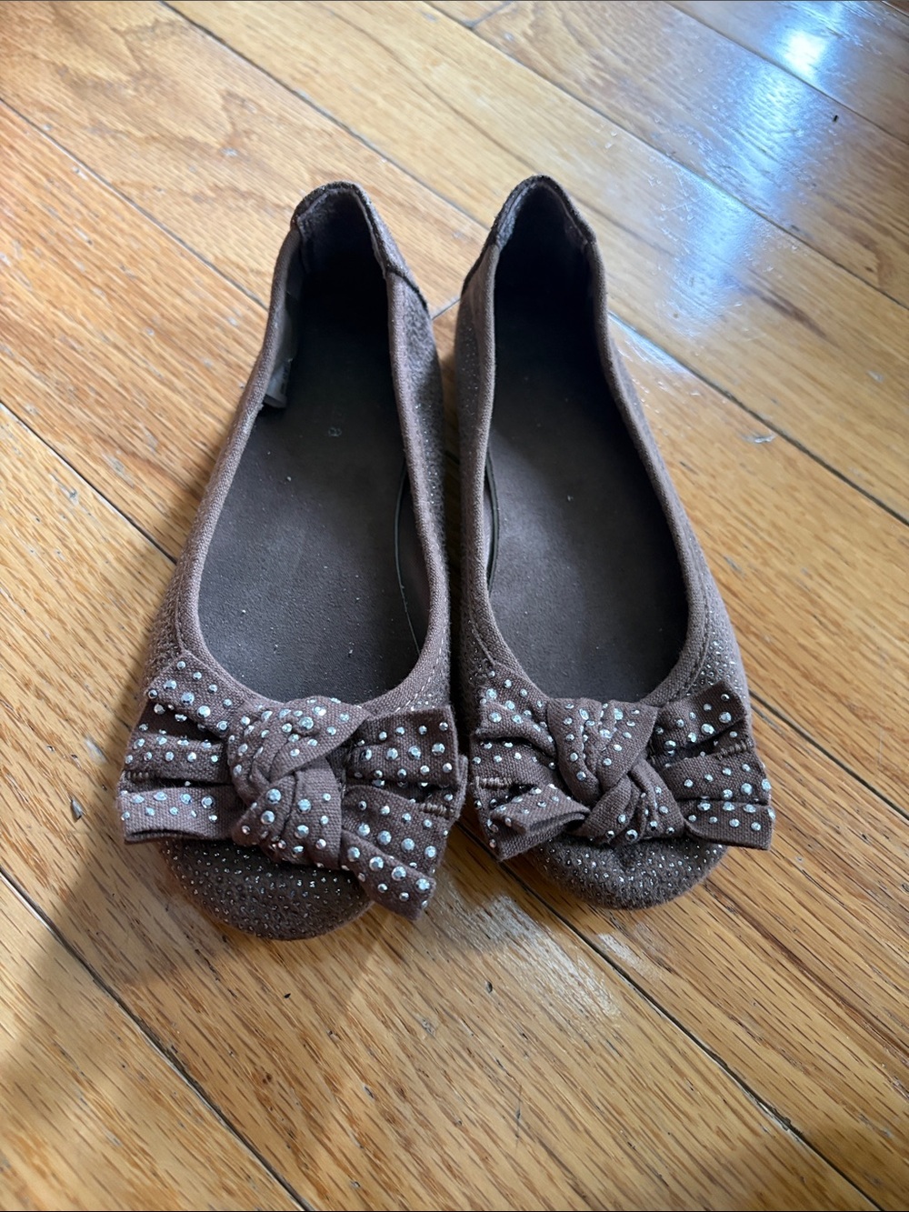 Sonoma Brown Bow Rhinestone-Embellished Ballet Flats